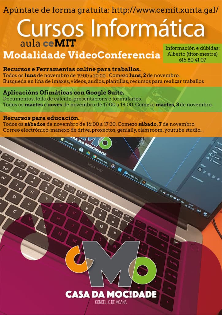 3 cursos de informática GRATIS en formato videoconferencia – Ayuntamiento de Moaña