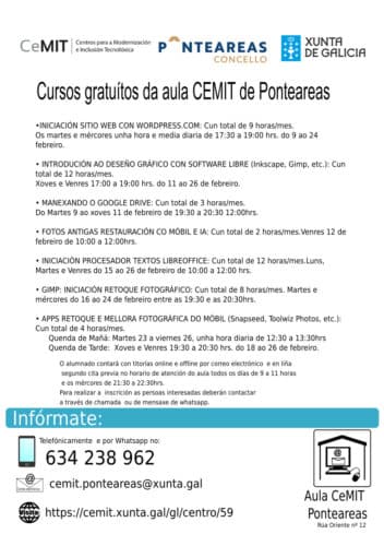 El aula del CEMIT en Ponteareas arranca con siete cursos que se impartirán por la mañana y por la tarde online y de forma totalmente gratuita