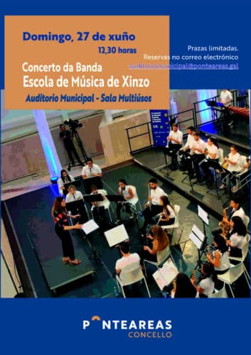 La Banda de la Escuela de Música de Xinzo, en concierto en el auditorio municipal de Ponteareas