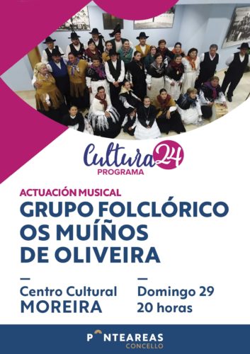 El grupo folclórico Os Muíños de Oliveira tocará música en el Centro Cultural Moreira el domingo a las 20 h