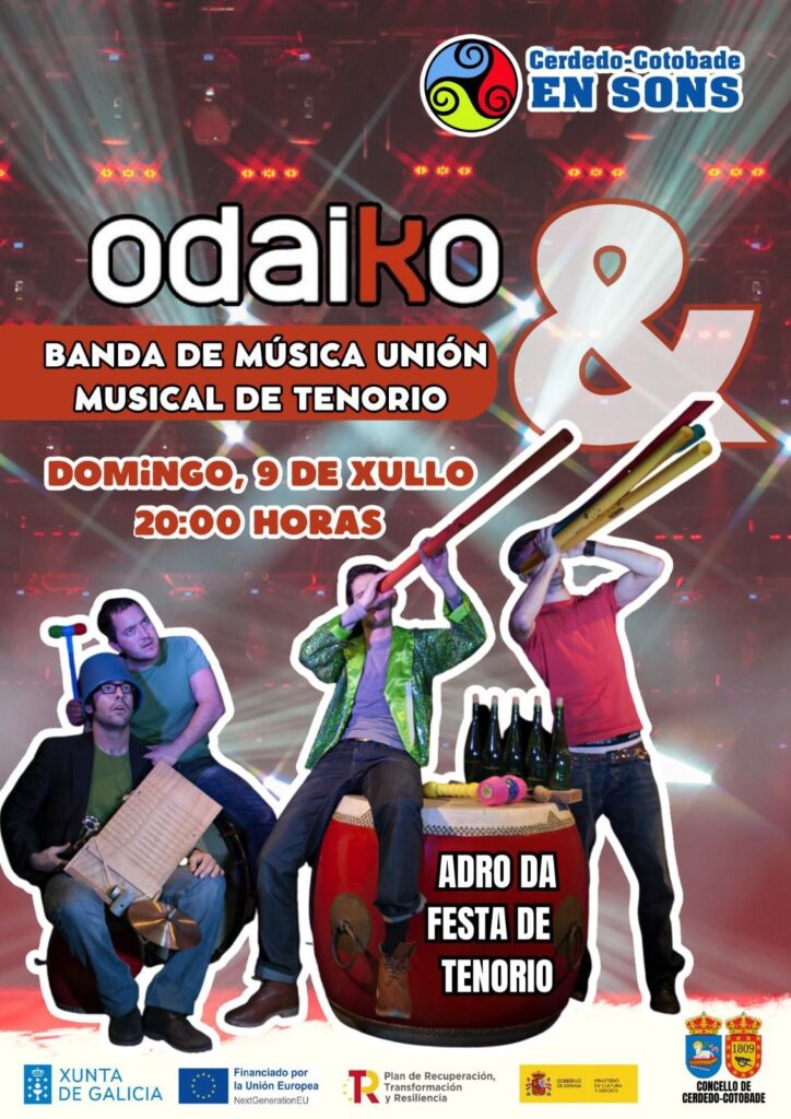 odaiko & Banda de Música Unión Musical de Tenorio – Domingo 9 de julio – Ayuntamiento de Cerdedo-Cotobade