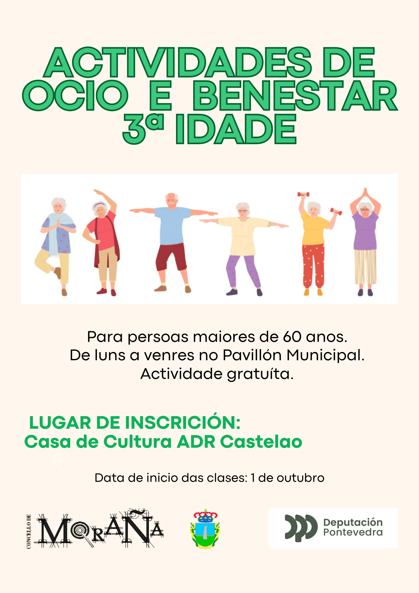 Actividades Ocio y Benestar 3ra edad desde el 1 de