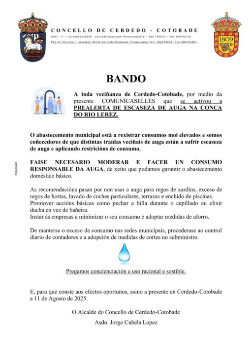 Escasez de agua previa a la alerta en la cuenca