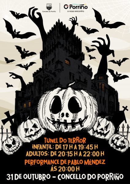 Porriño da vida a Samaín con un túnel del terror, una exposición de calabazas y un espectáculo de performance 3 Porrino da vida a Samain con un tunel del terror